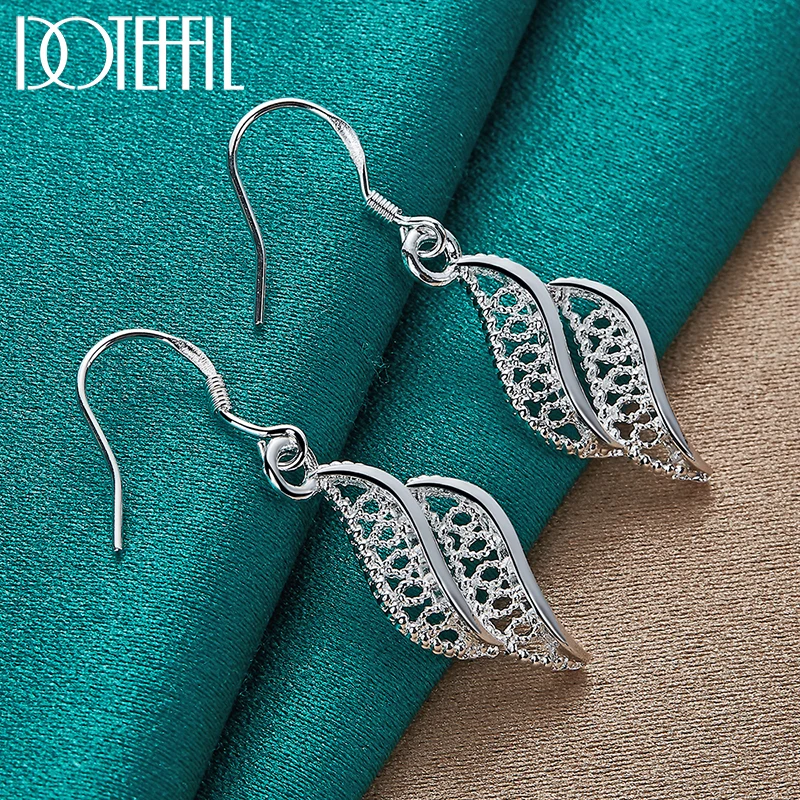 Doteffil 925 Sterling Zilveren Bladeren Leaf Drop Earring Voor Vrouw Lady Wedding Engagement Party Mode-sieraden