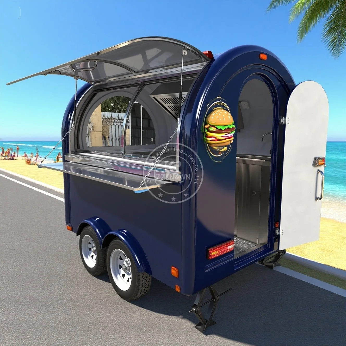

2025 Retro Stainless Steel Food Trailer With DOT CE Outdoor Mobile Food Cart Coffee Pizza Ice Cream Concession Trailer