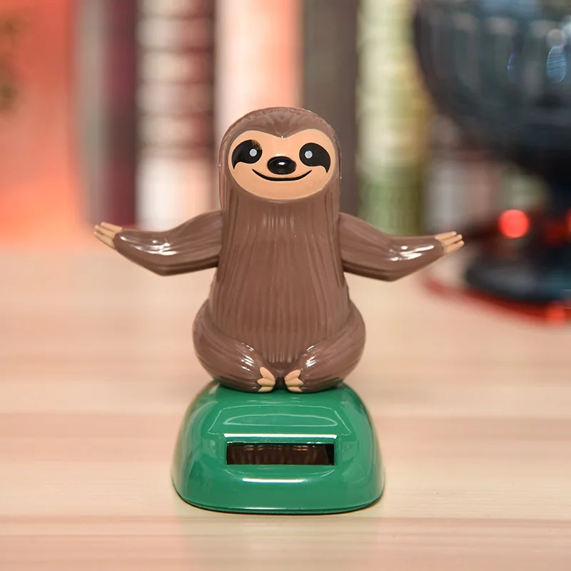 Funny Solar Sloth Car Ornament Automatic Swing Animal Doll Toy Car Accessories Dancing Shaking Home Decor Children Toy Gift