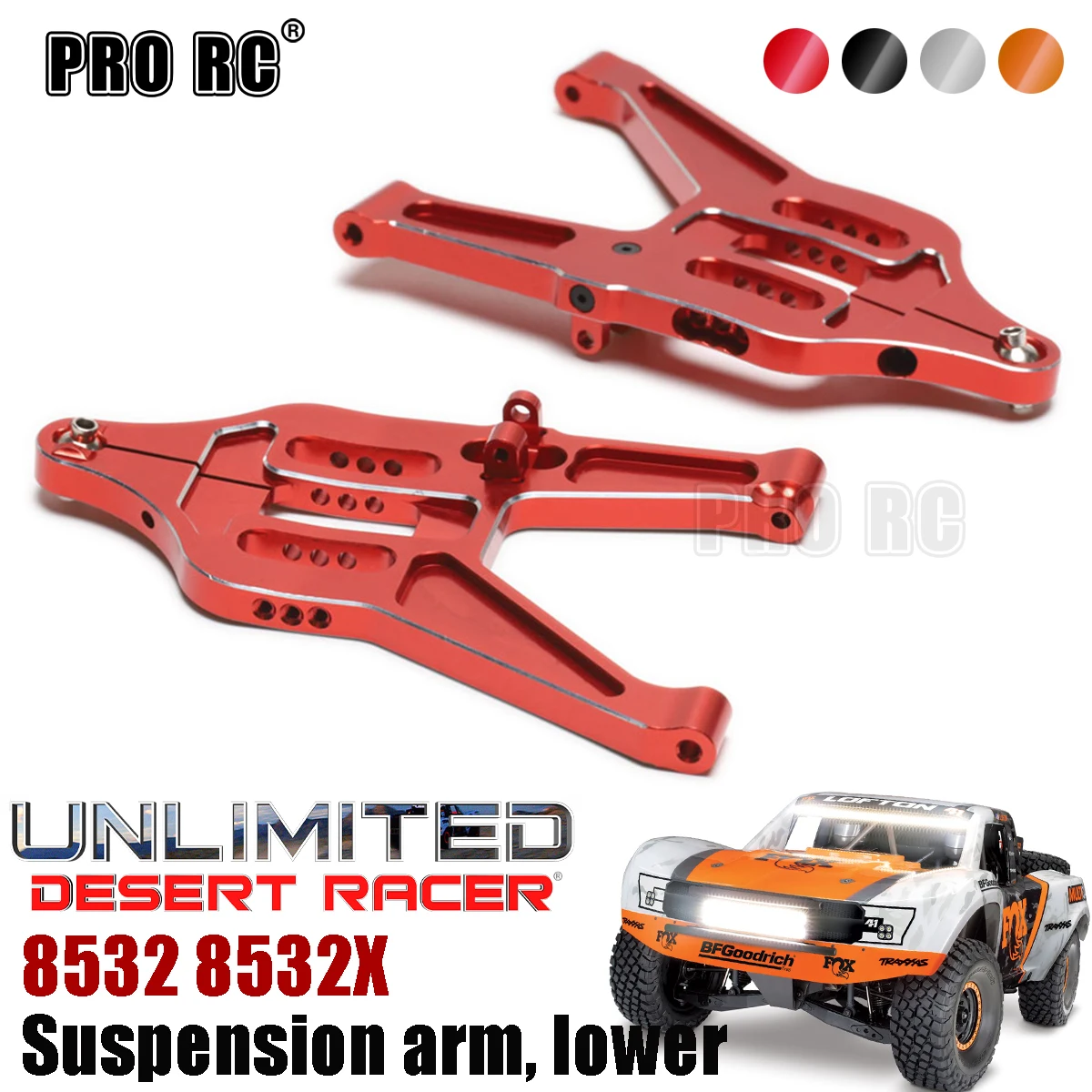 2Pcs CNC Front Lower Suspension Arm 8532 8533 for Traxxas 1/7 UDR Unlimited Desert Racer 85076 Upgrade RC Car Part