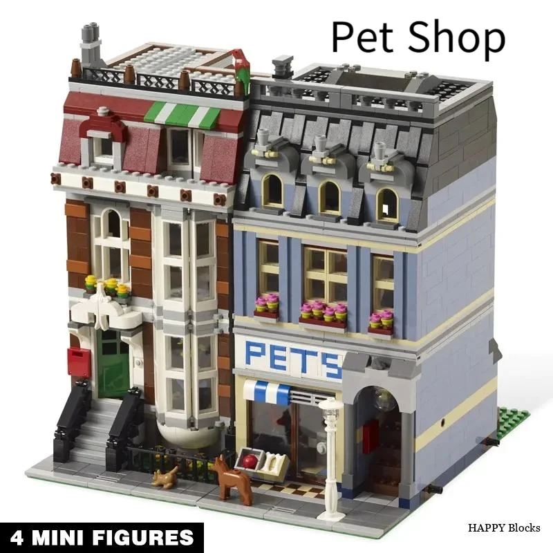 MOC Street View Pet Shop Building Blocks Set Toys for Adults Kids Construction Brick Compatible 10218 Birthday Christmas Gifts