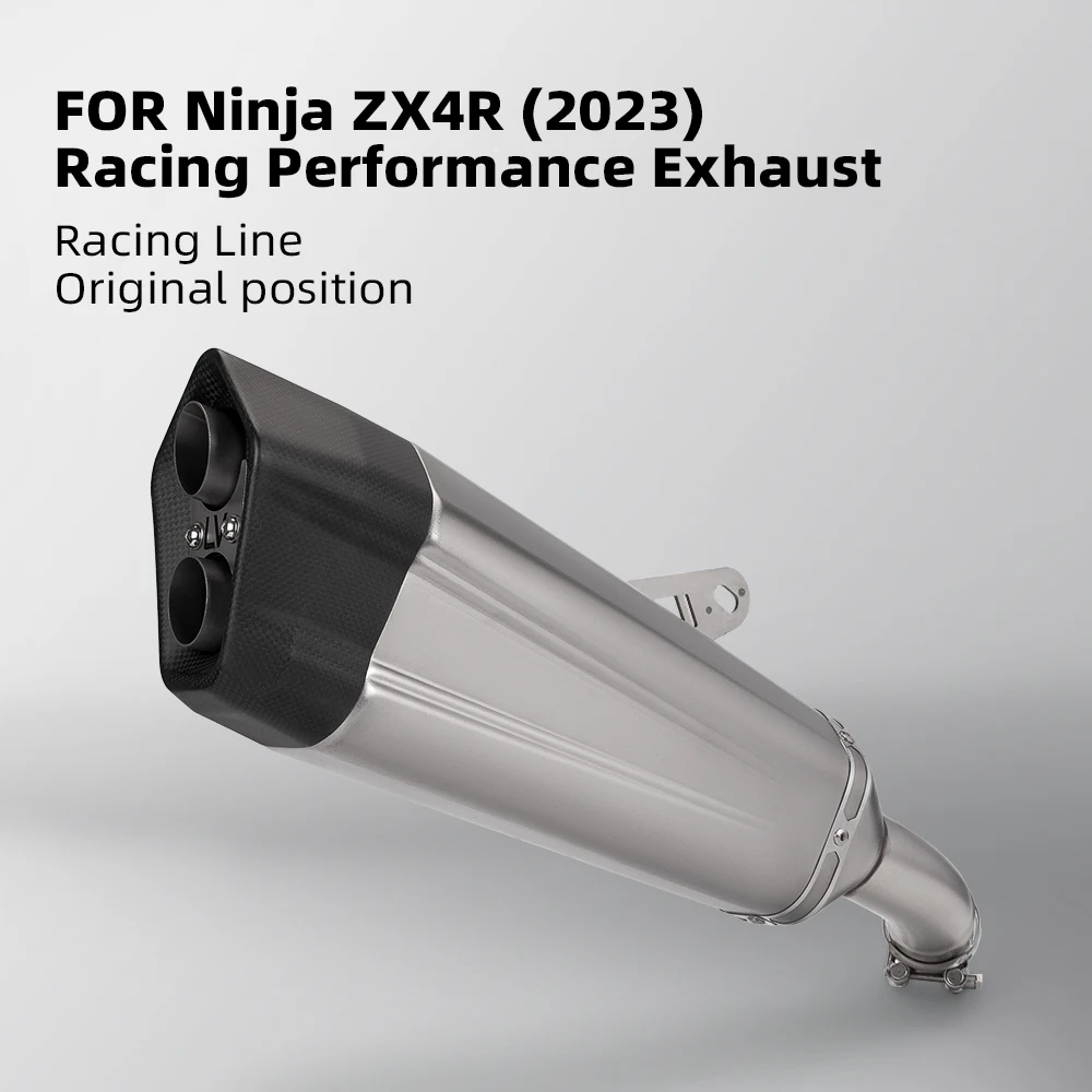 

Motorcycle Exhaust System Middle Tail Link Pipe Carbon Muffler Connect Original Position Slip on For NINJAI ZX4R 2023