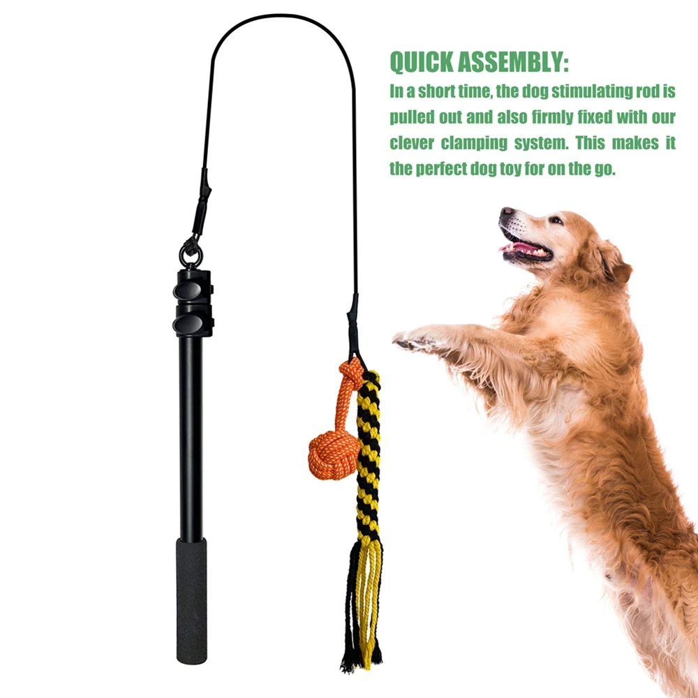 Retractable Pole Dog Chew Toy Dog Teeth Grinding Toy with Plush Refill Outdoor Camping Home Dog Training Toy for Pets