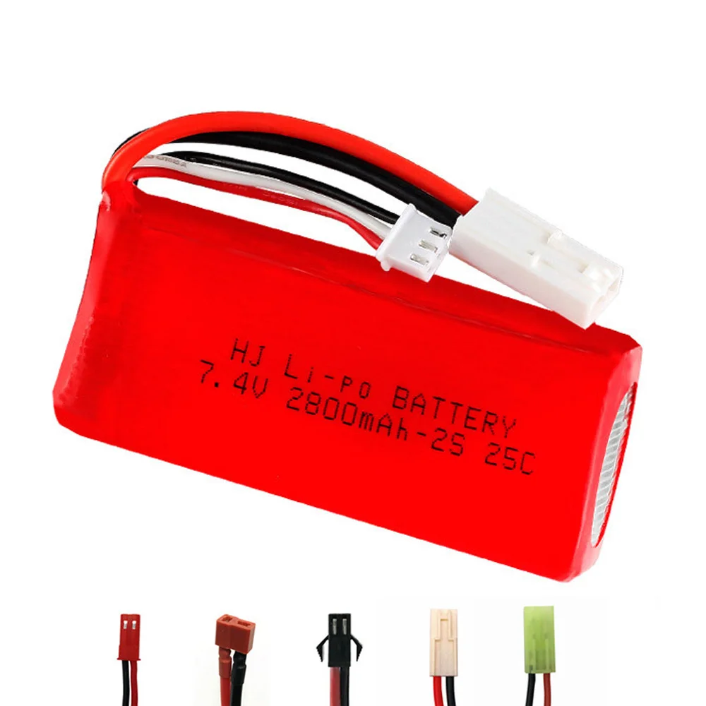 7.4V 2S 2800mAh Lipo Batteria con SM/JST/EL-2P/T Spina per Feilun FT009 giocattoli di RC Boat Pezzi di Ricambio Parti di 7.4V batteria lipo ad alta