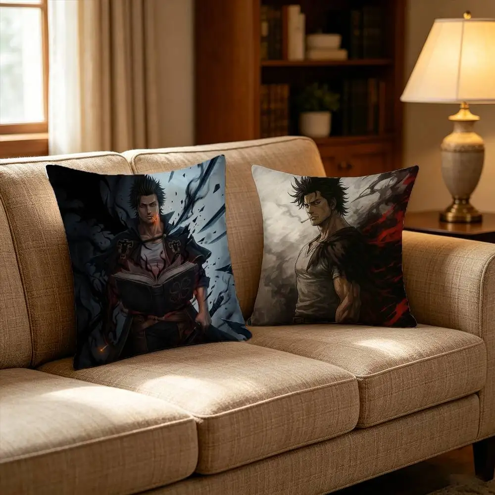 

Black C-Clover Yami Sukehiro Pillow Case Pattern Printed Pillowcase For Living Room Sofa Cushion Cover