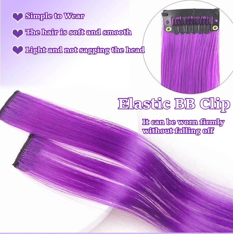 10/1PCS Colorful Highlight Clip In Hair Extension for Girl Synthetic Long Straight Hairpieces Wig 22inch extensiónes de cabello