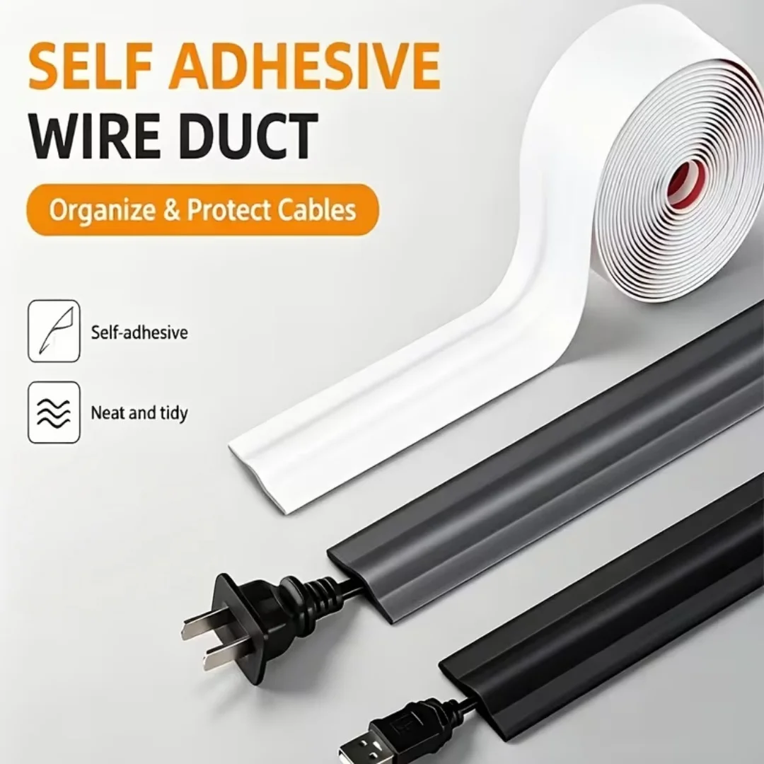 1pc PVC Self-Adhesive Floor Cable Cover Wear Resistant Wire Protector Strip Anti-Trip Cord Organizer For Wall Floor Home Office