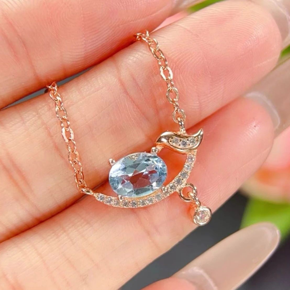 

Natural Topaz Pendant with Certificate Genuine 925 Silver Crystal Jewelry 6mm*8mm 1ct Real Topaz Jewelry