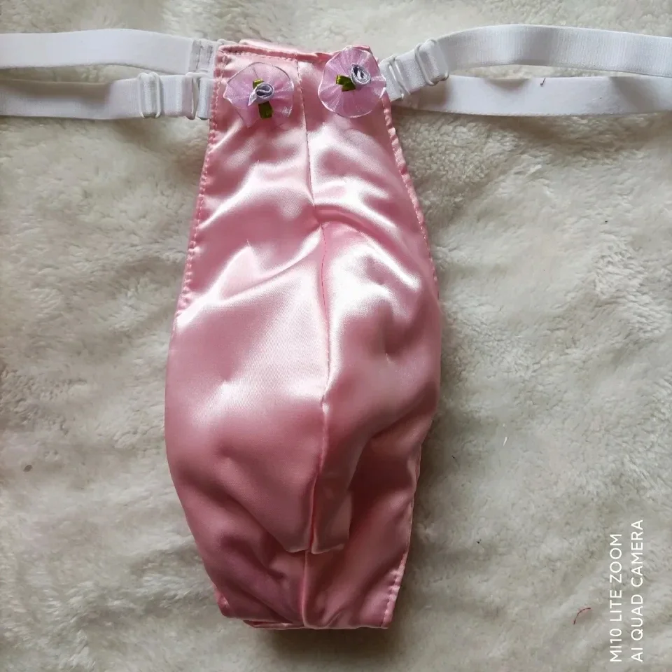 

Handmake Man's Silky Soft Pink T-briefs Live Show Dance Private Party Sexy Costume Panty Handmake FKK(size big)