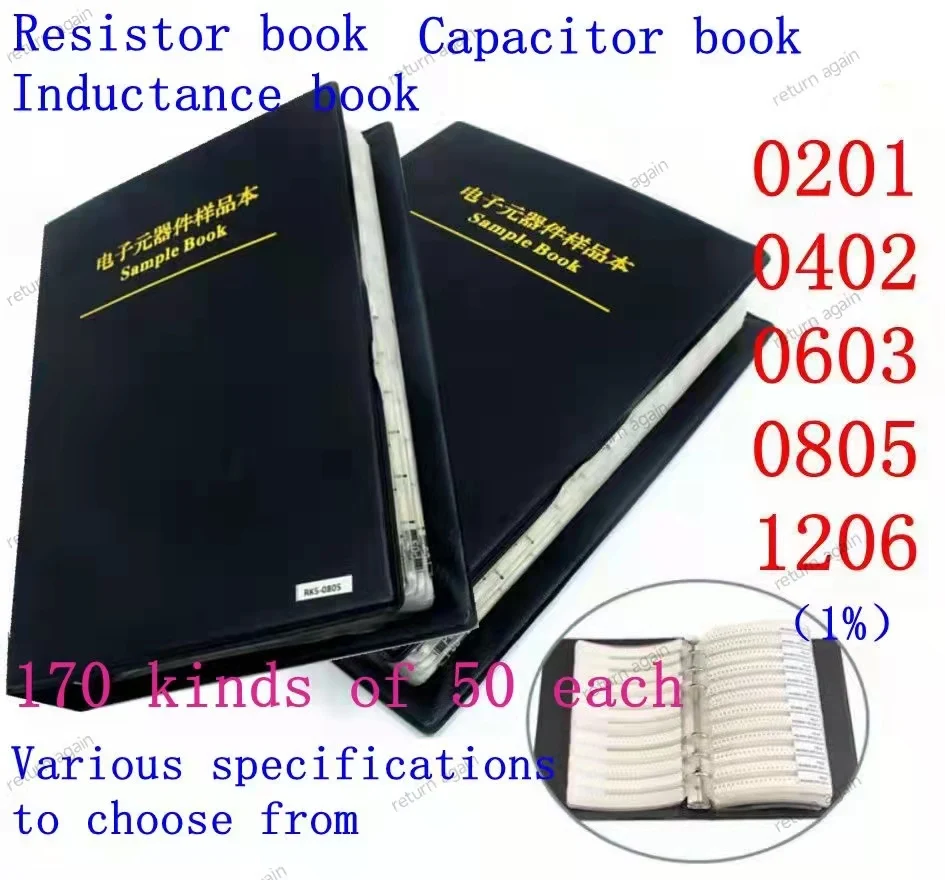 NEW 0201 0402 0603 0805 1206 Resistor Pack Capacitor Pack Sample Book Commonly Used SMD Resistor Capacitor