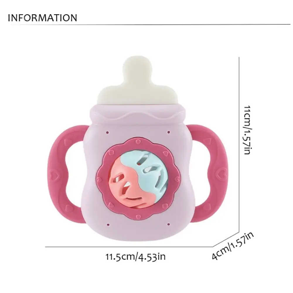 Baby Silicone Teether Food Grade Infant Chew Toys Milk Bottle Shape BPA Free Toddle Teething Ring With Rattles Gift For Chewing