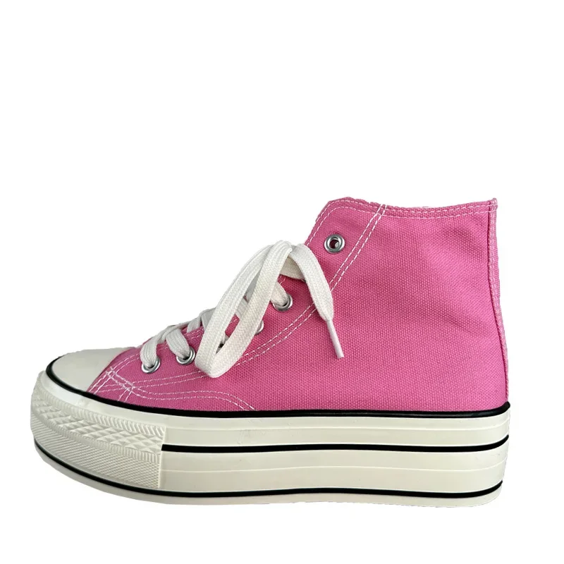 Canva Women's2023 جديد ربيع الخريف أحذية منصة عالية الجودة تنوعا خمر مشرق النفط طالب أحذية قماشية مع نعل سميك #5