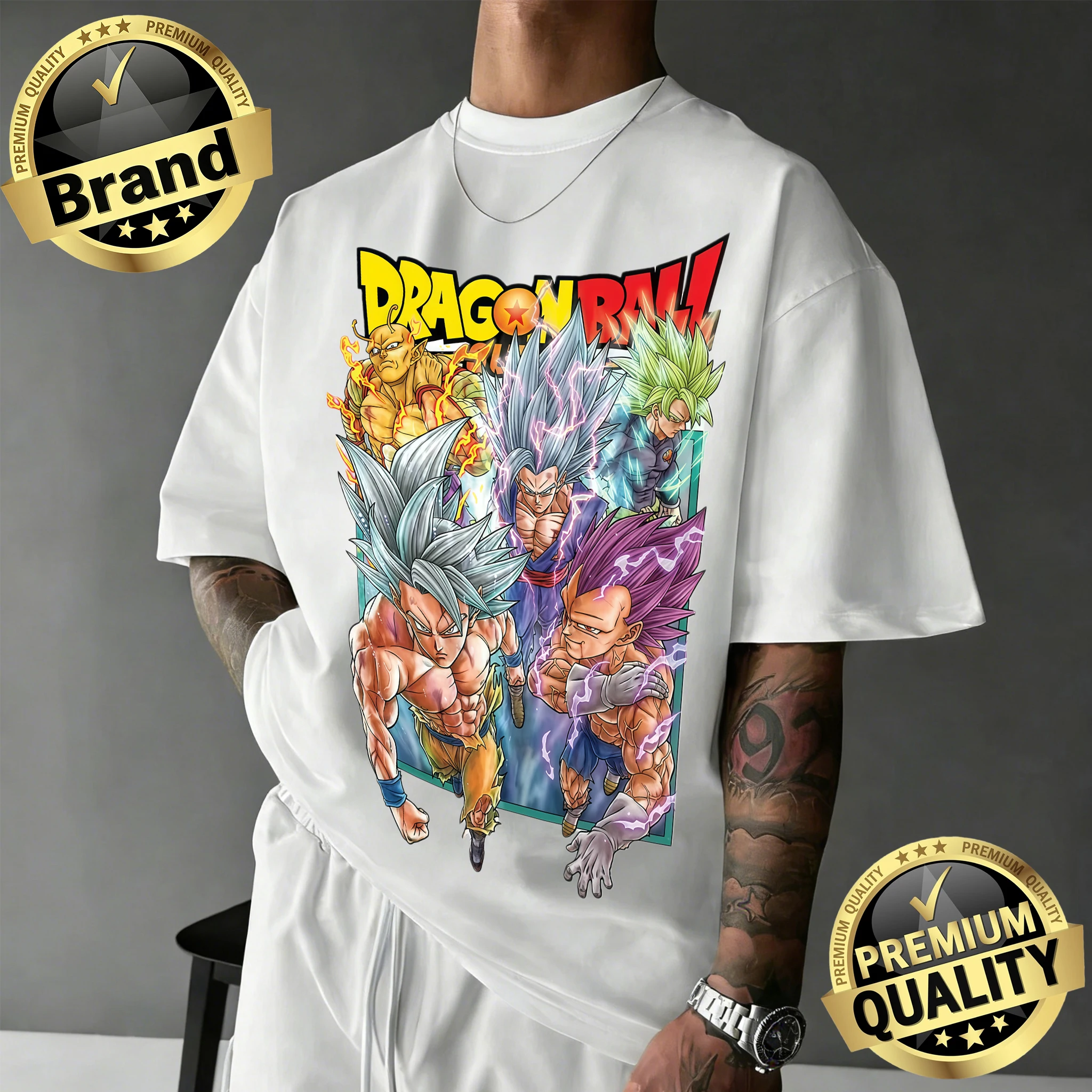 2026 New Arrival Dragon Ball Cotton T-shirt Unisex Oversized Vintage Goku Vegeta All Transformations Graphic Tee for DBZ Top