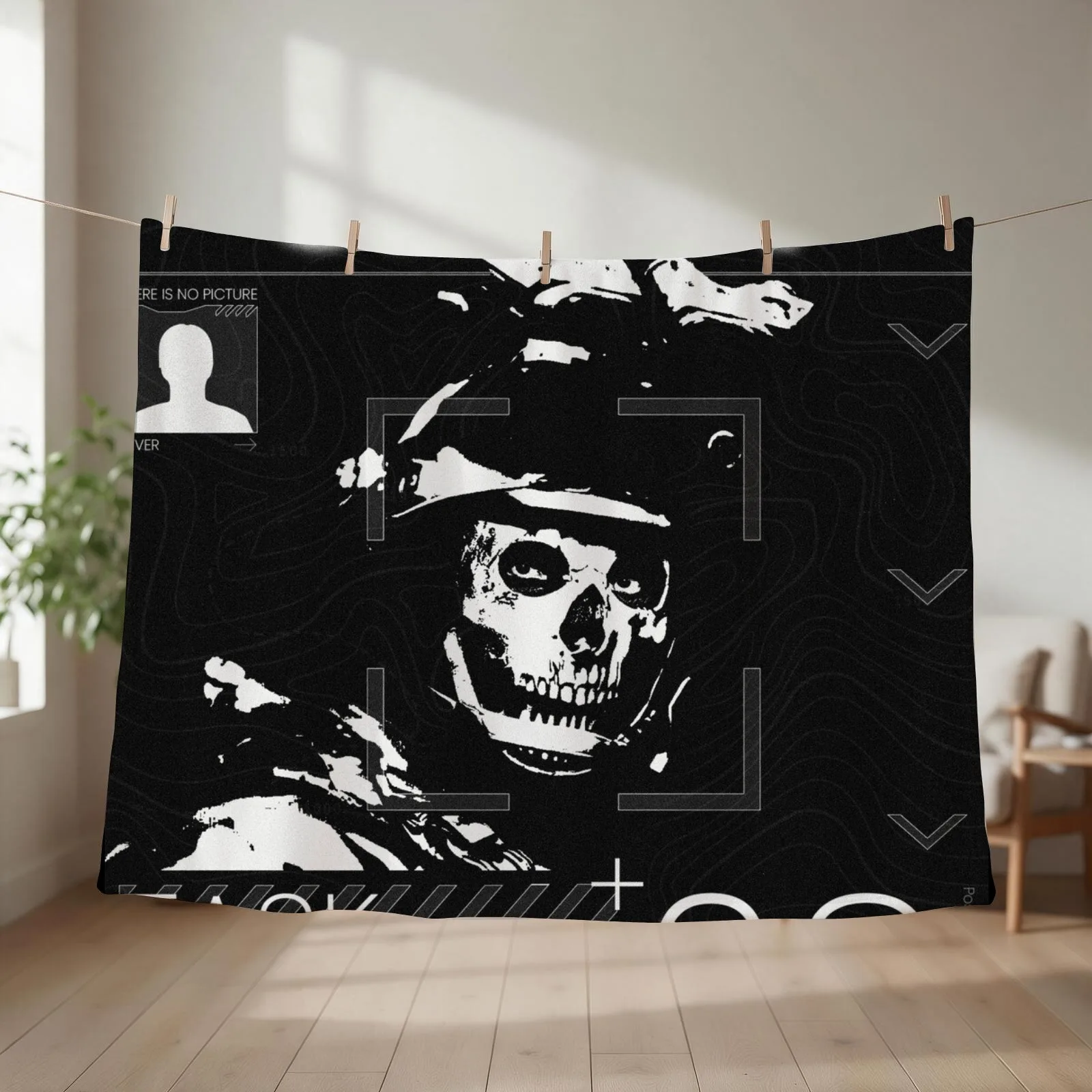 Simon Ghost Riley MW2 Throw Blanket couch cozy soft plush fuzzy picnic outdoor blanket