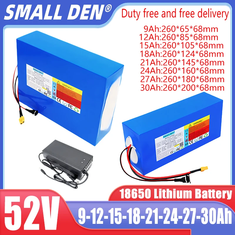 

52V 30Ah 9Ah 12Ah 15Ah 18Ah 21Ah 24Ah 27Ah 18650 Lithium battery pack 14S10P Motor For E-motorcycle scooter High capacity cell