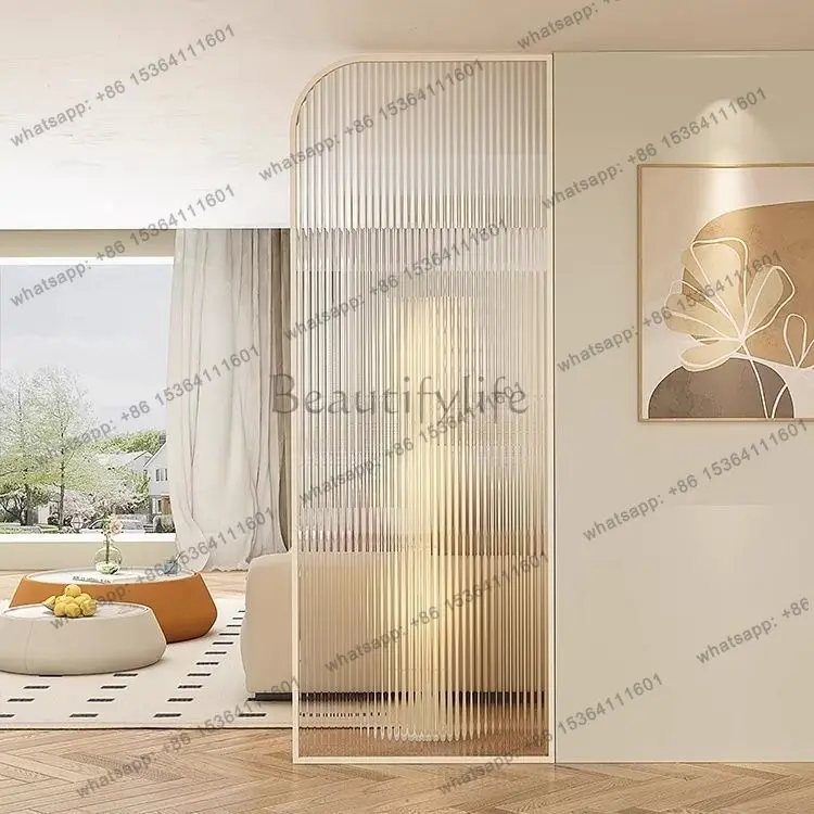 Cream style simple Changhong glass screen partition bedroom partition blocking
