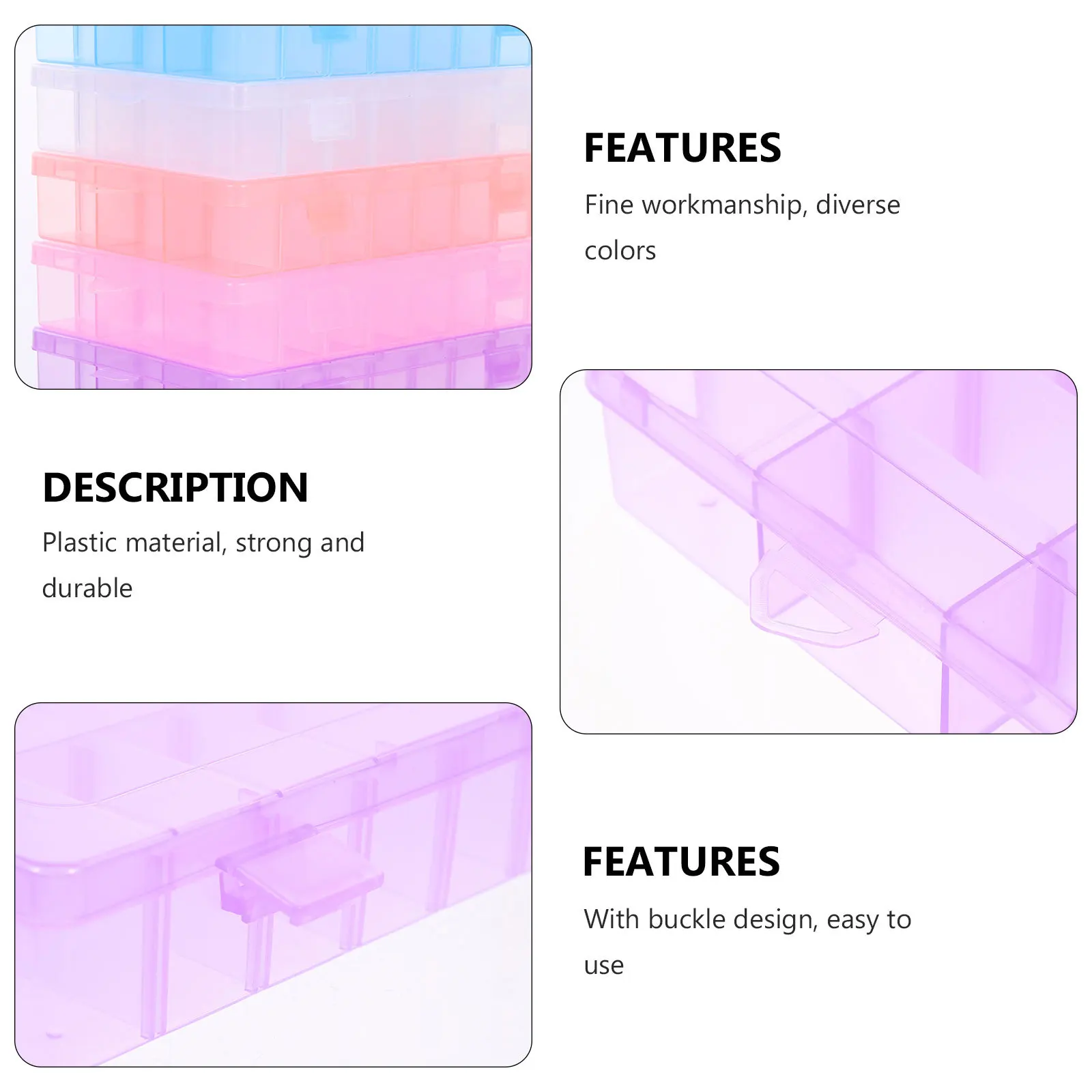 

5pcs Storage Boxes Durable Compartment Design Portable Small Size Space Saving Organizer For Embroidery Floss Grid Plastic Beads