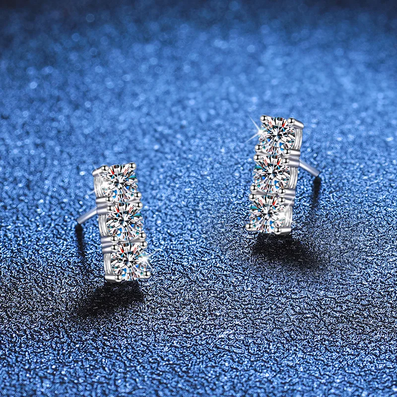 Apaison D Color 1.2 ct Moissanite Stud Earrings For Women Fine Jewelry 100% 925 Sterling Silver Ear Studs FemaleGift Wholesale