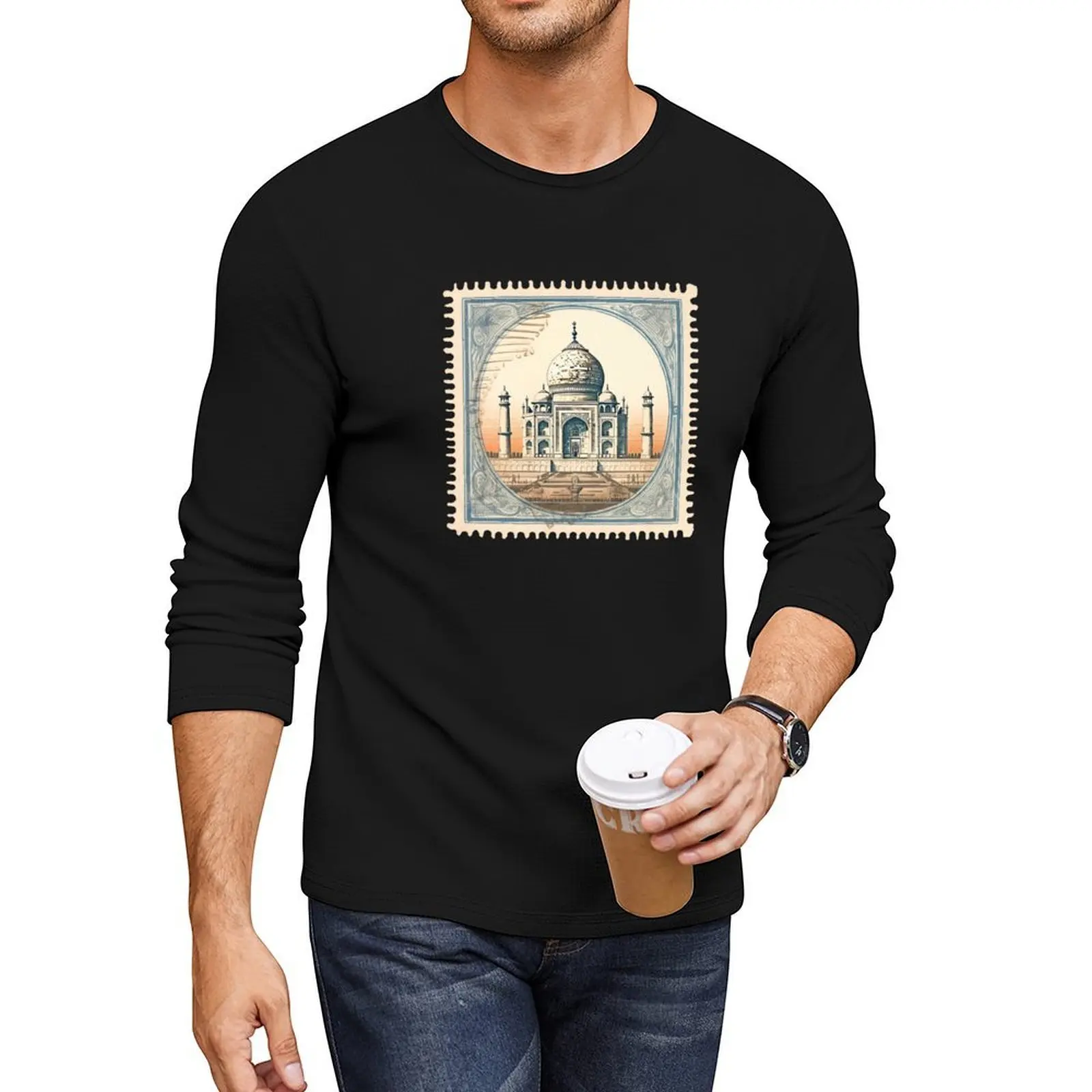 Taj Mahal, camiseta larga con sello postal de la India, ropa kawaii, tops, camisa de secado rápido, ropa hippie, camisetas de algodón para hombres