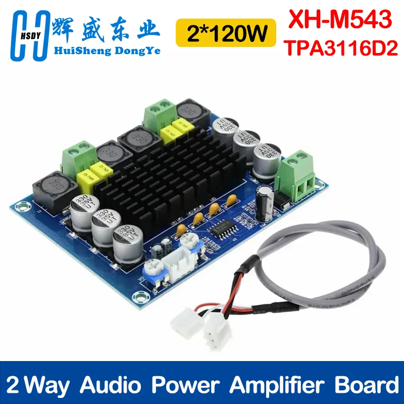 

XH-M543 TPA3116D2 2*120W Dual Channel Digital Stereo Audio Power Amplifier Board High Power DIY 240W Amplificador Sound Board