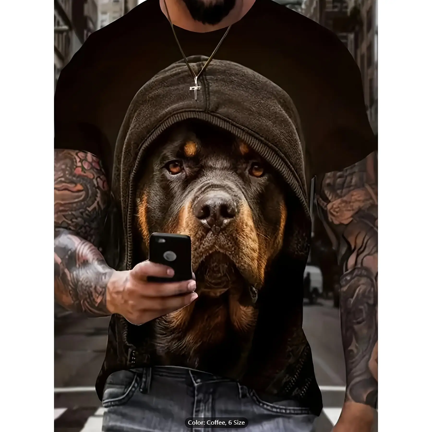 

Outdoor Summer Men‘s 3D Dog Printing Casual Short-Sleeved Round Neck Oversize Personalized cool Fashion Sports Daily T-shirt