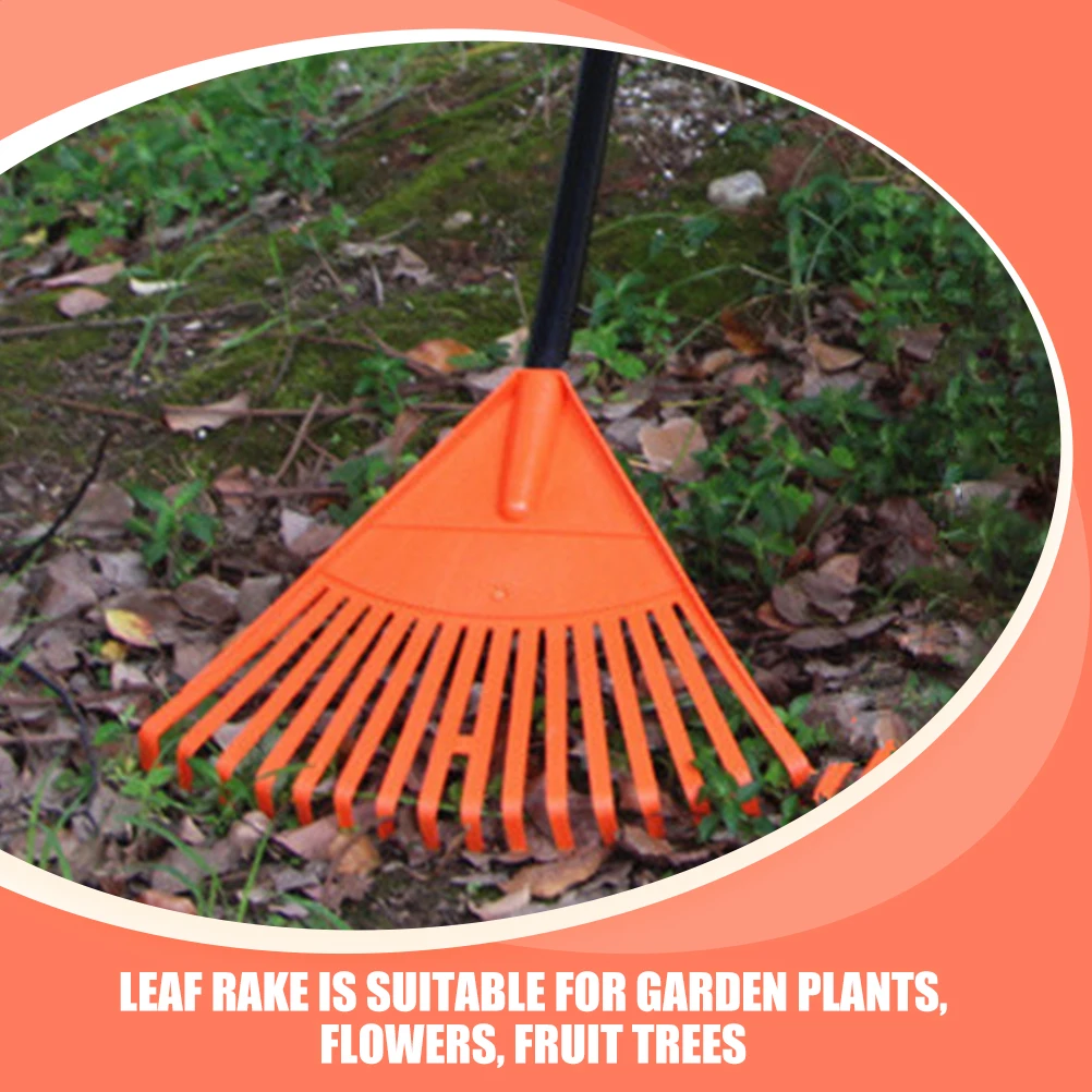 

2pcs Plastic Rake Broom Orange Shrub Rakes for Lawns Heavy Duty Grass Hand Garden Tool Leaf Cleaning Lawn Gardening Work Plant