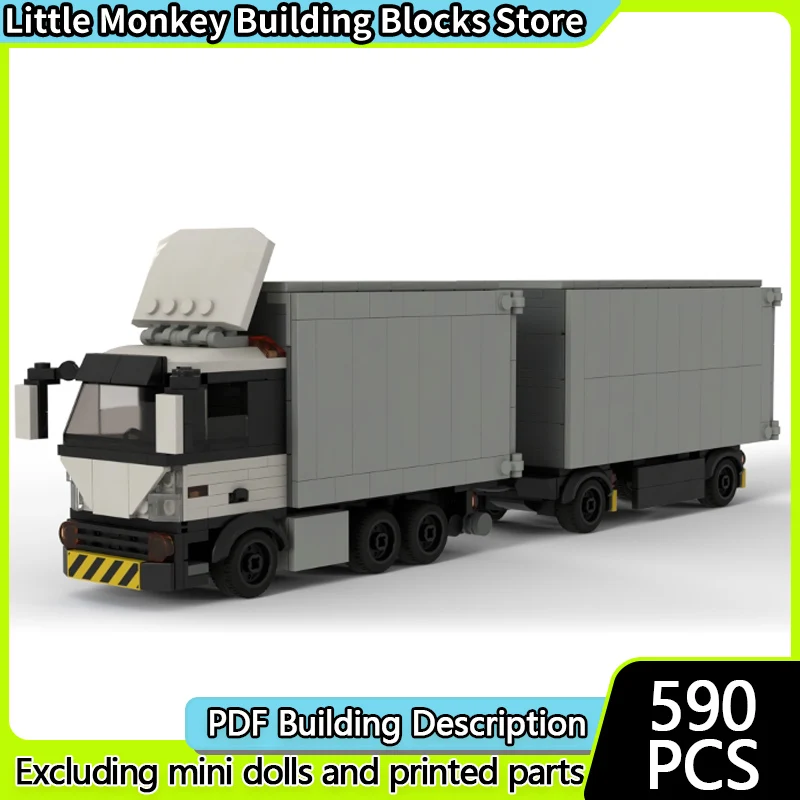 Modelo de Coche Urbano, Bloques de Construcción MOC, Camión Tándem Urbano Clásico, Tecnología Modular, Regalos Navideños para Niños, Juguetes de Ensamblaje