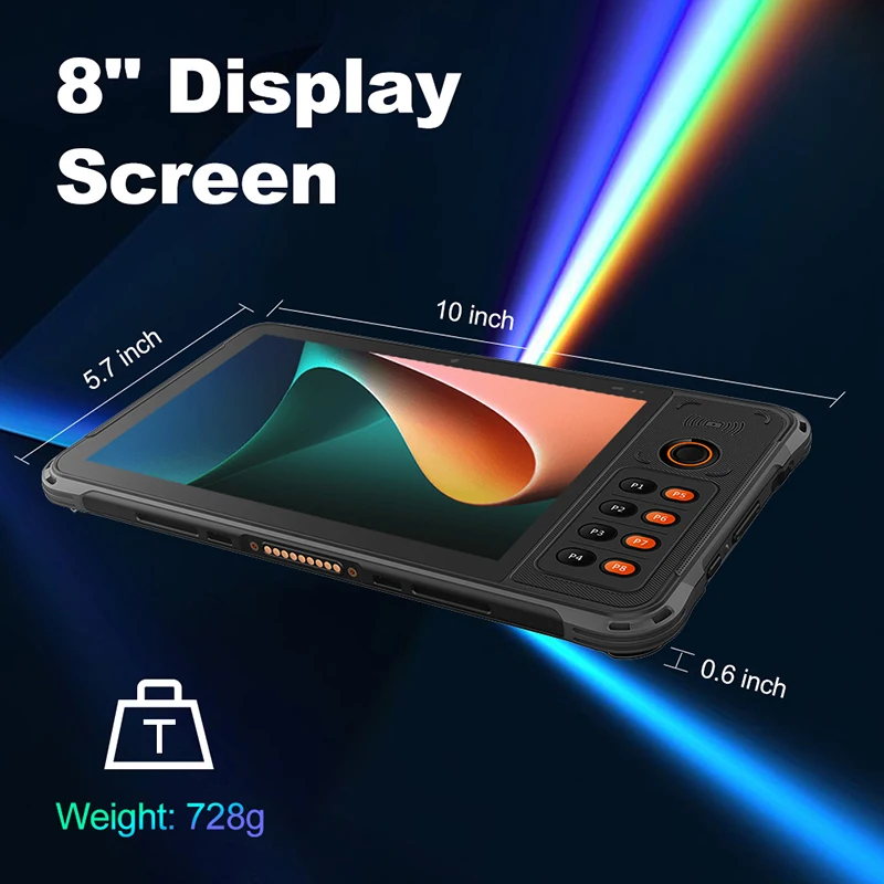 Industrial Rugged Tablet Computer Android 9 Octa Core 8 Inch FHD Wi-Fi 4G NFC IP67 with Barcode Scanner