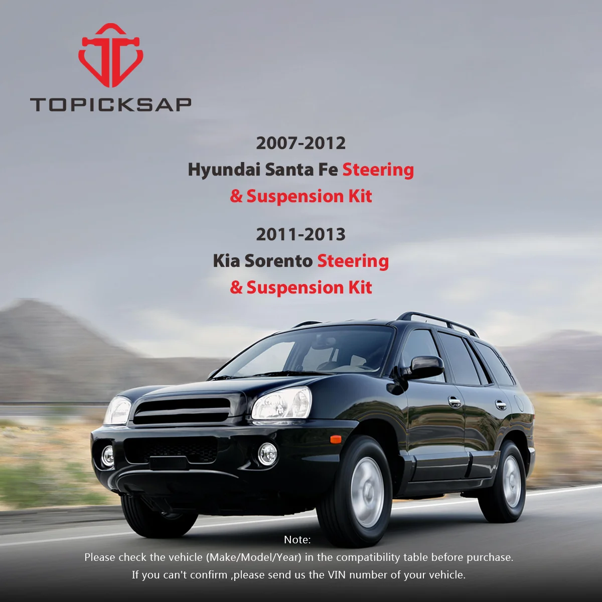 TOPICKSAP 4pcs Front Lower Pair Control Arm Sway Bar Link Kit for Hyundai Santa Fe KIA Sorento 2007 - 2012 2013