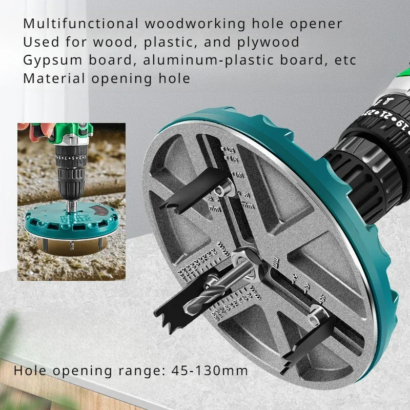 Multi Functional and Adjustable Universal Woodworking Hole Opener Plastic Aluminum Board and Wooden Board Punching Tool