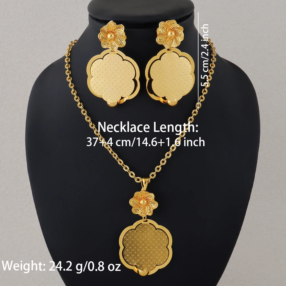 Dubai 24K vergoldetes Schmuckset Afrikanische Damen Bankett Hochzeitsset Hochzeitsschmuck Geschenk Vergoldete Blume – Detail 6