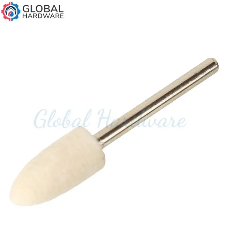 Roda Poles Wol Felt dengan Shank 3mm untuk Mesin Gerinda, Bor, dan Alat Putar, Grit 8mm