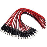 DC Power Pigtails Cable, 20Pcs DC 5.5 X 2.1 mm Barrel Male DC Plug Connector Pigtail for Led Strip, Security Camera Wire