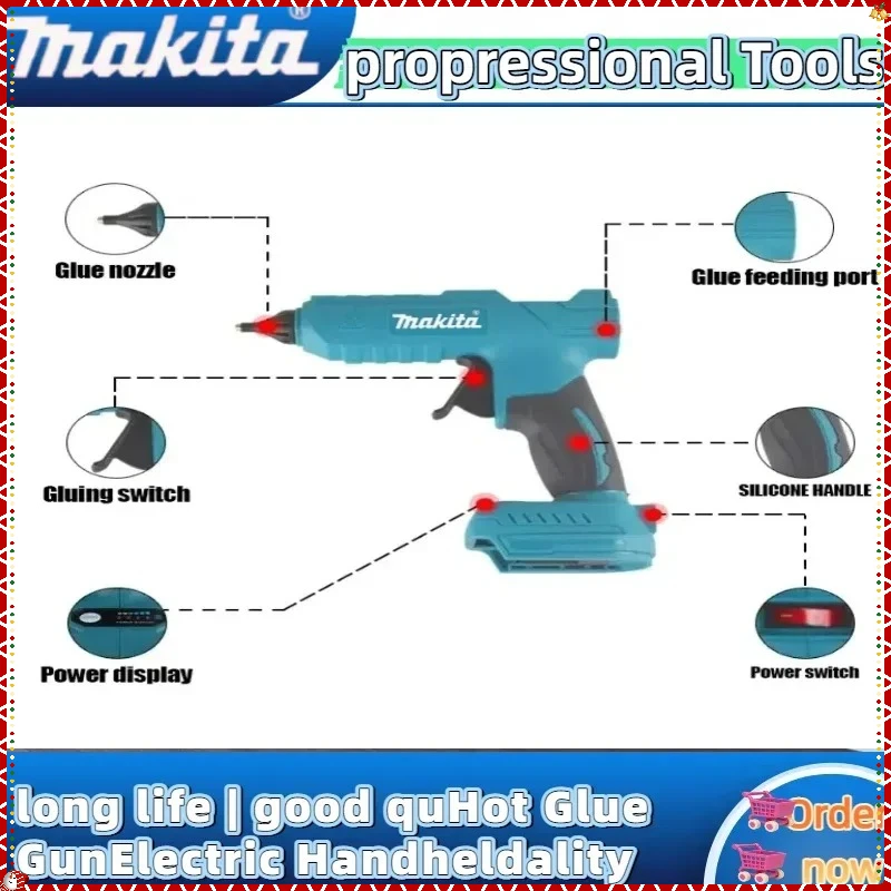 마키타 무선 전동 핫 글루 건 수리 DIY 도구 핫 멜트 용접기 핫 에어 건 안티 스칼드 노즐 마키타 배터리용
