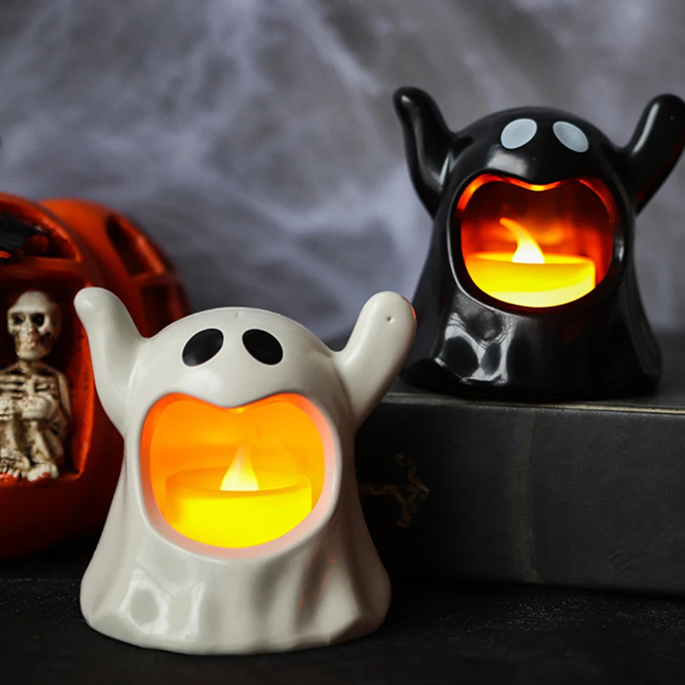 

LED Flameless Candles Halloween Ghost Lamp Horror Funny Atmosphere Props Decoration Decorative Halloween Party Ghosts 2025 New