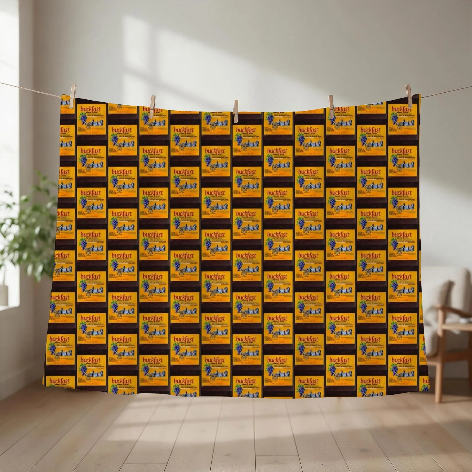 Half Bottle O' Your Finest Buckfast Sir Throw Blanket couch cozy soft plush fuzzy picnic outdoor blanket
