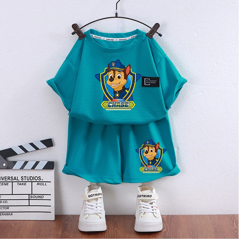 PAW Patrol Clothing Skye Chase Cute Cartoon Characters Shirt Loose Crew Neck Casual Skin-friendly Short Sleeve kid Birthday Gift