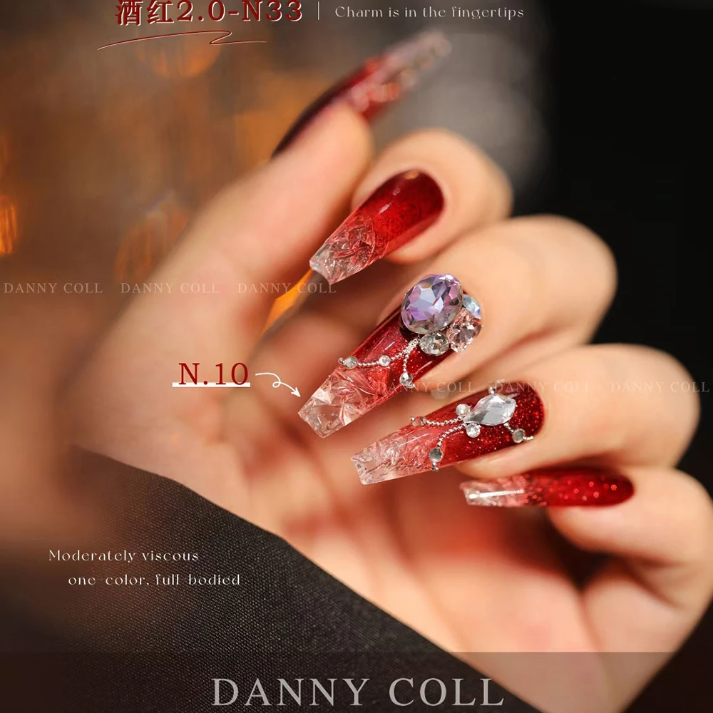 Funkelnde Chips Diamant Gel Nagellack Set mit Display Karte rote Farben Gel Soak Off UV LED Gel Nail Art Dekoration 15 ml