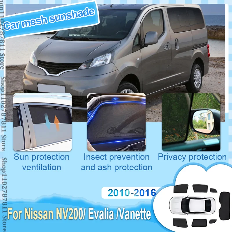 

For Nissan NV200 Evalia Vanette 2010-2016 Car Mesh Shades Window Sunshade Sunscreen Privacy Curtain Sun Visors Auto Accessories
