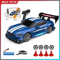 1:24 High Speed RC Drift Vehicle Cars Mustang 4WD Remote Control Racing Car Gift Competition Race Car Boys Toy Replaceable Tire