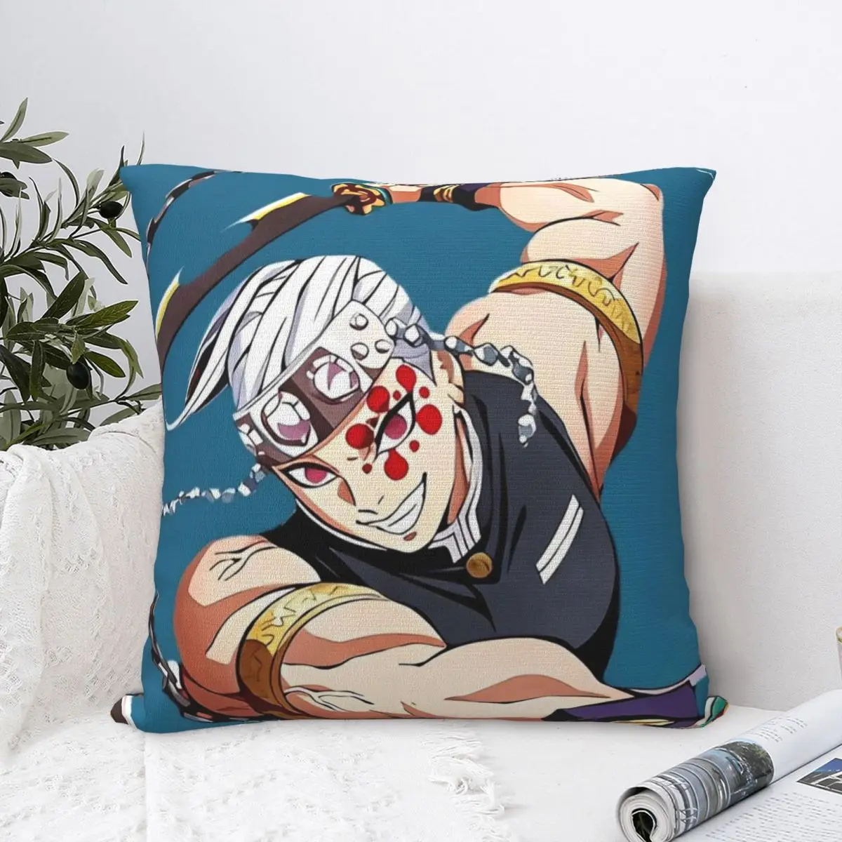 Sound Hashira Tengen Uzui Pillowcase Polyester Cushion Cover Decoration Demon Slayer Throw Pillow Case Cover Sofa Zippered 40X40