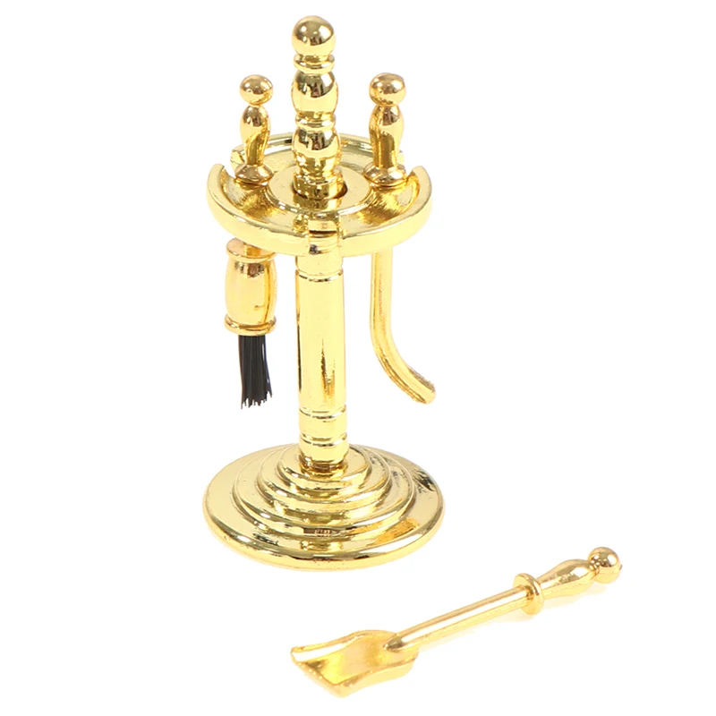 4 szt. Miniaturowe narzędzia do czyszczenia ze stopu, stojak ekspozycyjny do domku dla lalek w skali 1/12, akcesoria do dekoracji, mikro krajobraz, dekoracja domu