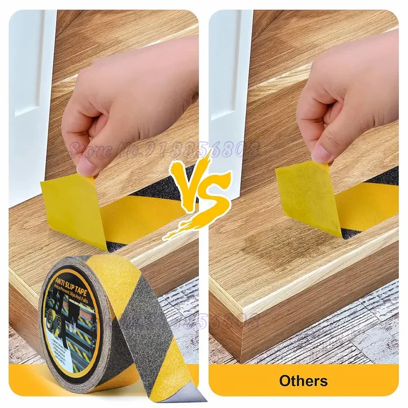 5M Yellow Black Non Slip Tape Walk Outdoor Abrasive Adhesive For Stairs Safety Tread Step Indoor Caution Warning Anti Slip Tape