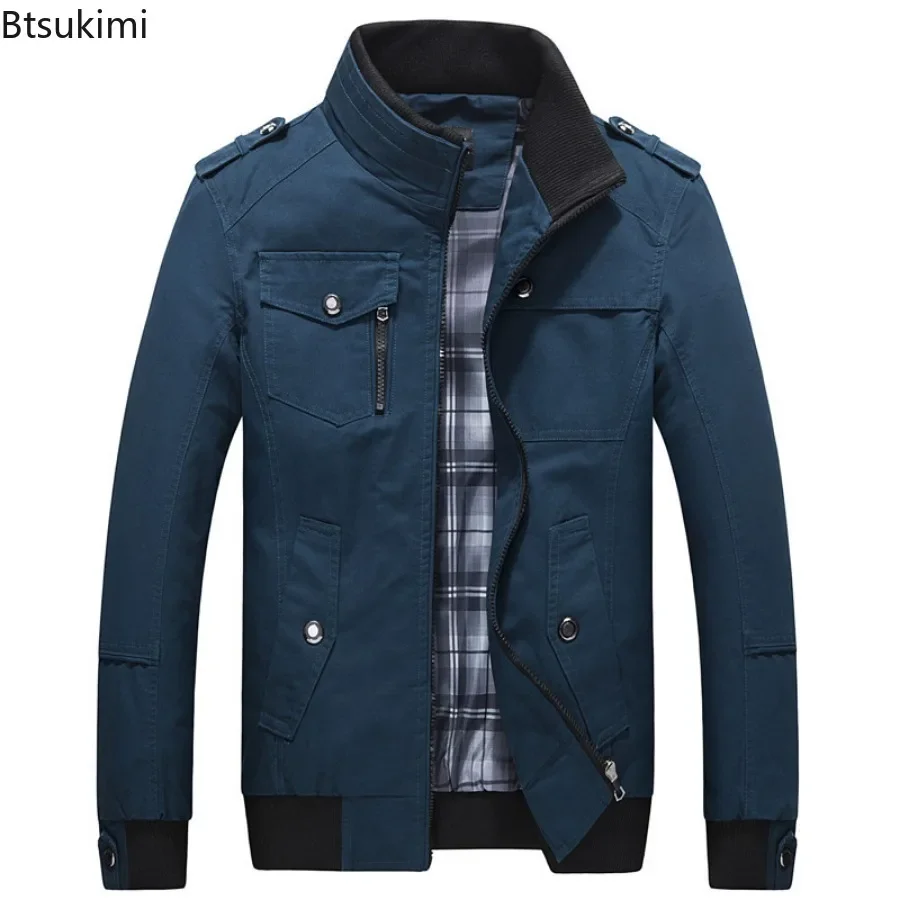 2025 Men's Bomber Jackets Fashion Stand Collar Casual Windbreaker Jackets Spring Autumn New Cargo Coats Man Outdoor Sport Jacket