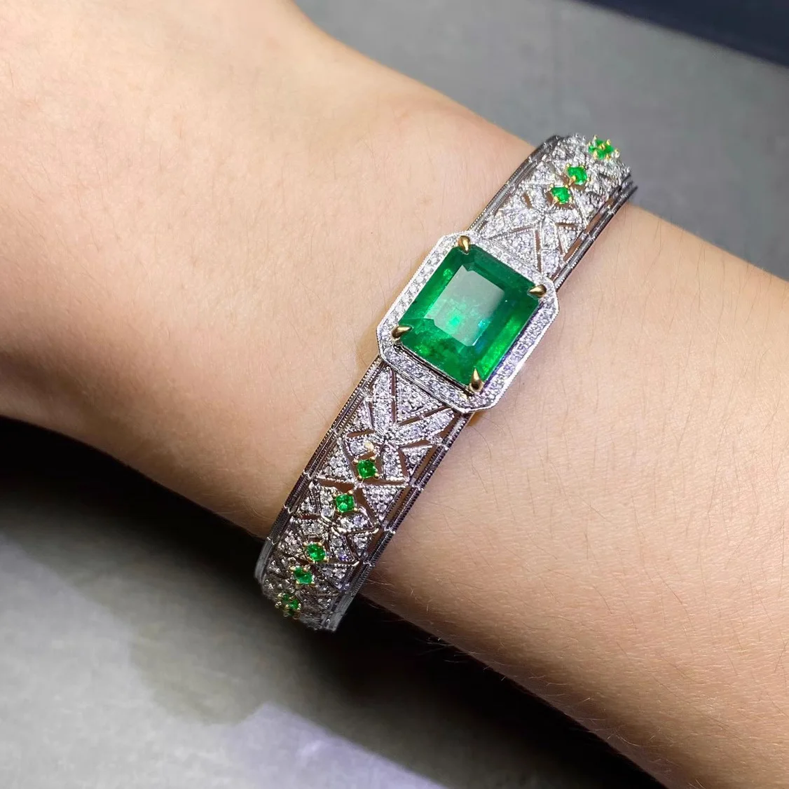 S925 Sterling Silver Bracelet New Micro Inlaid Diamond Two Color Gold Diamond Inlay Premium Lady Jewelry