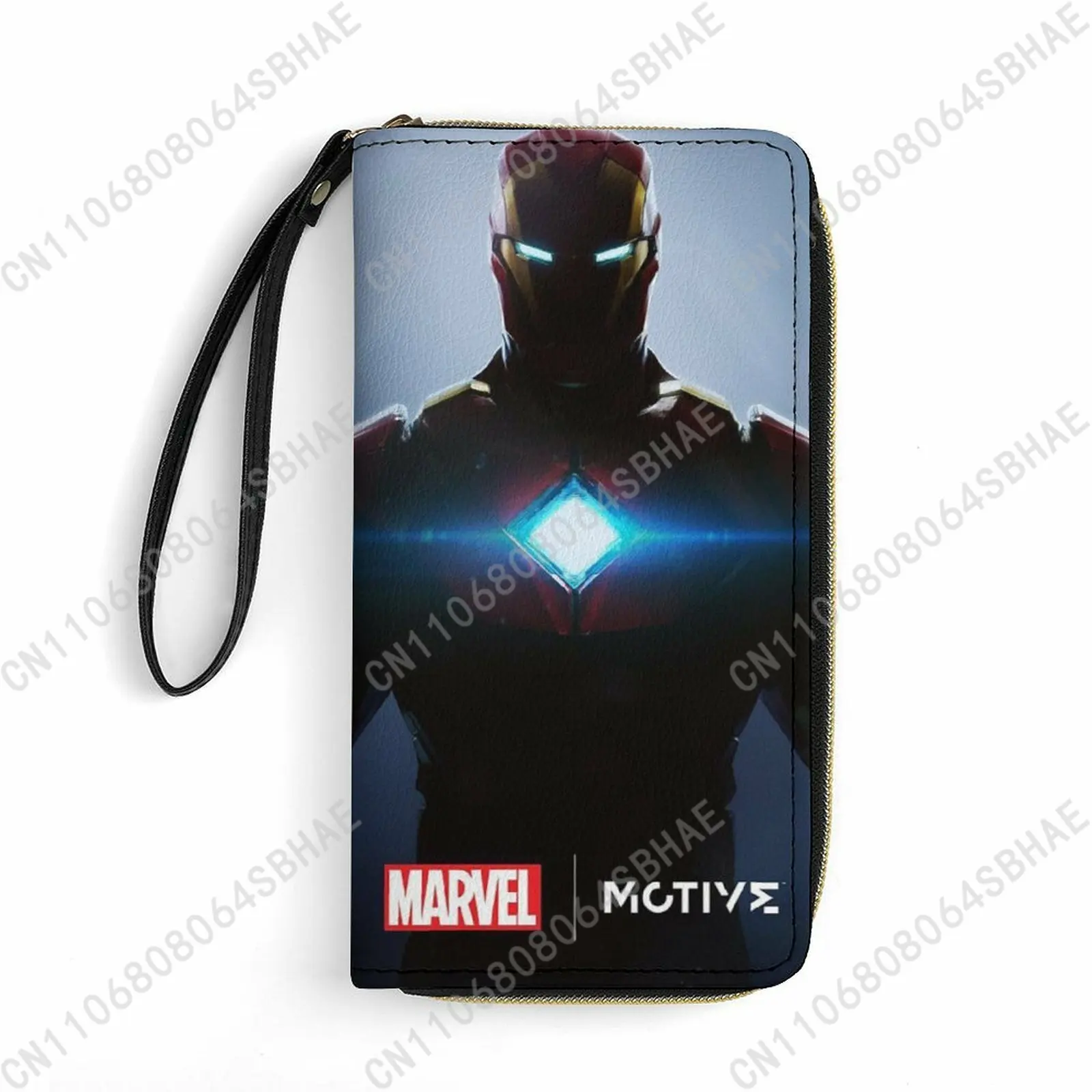 

Marvel Iron Man Custom PU Leather Wallet Rope Handle Small Portable Card Holder Men Women Purse Gift Friend Parents Cosplay