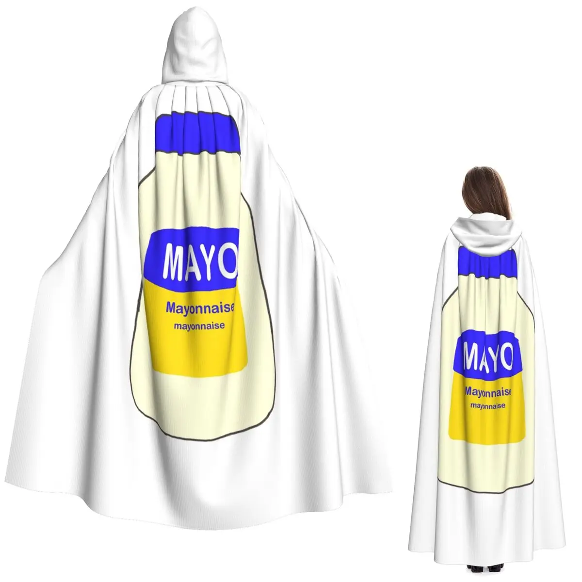 Mayonnaise Long Hooded Cloak Witch Medieval Costume Cosplay Cape HalloweenVampire Adult Unisex