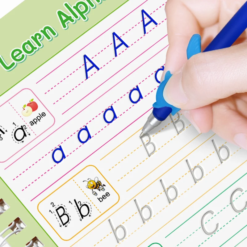 5pcs/Set Magic Groove Practice Copybook Pen Preschools Kids Calligraphy Notebook Children Early Education Reusable Writing Book