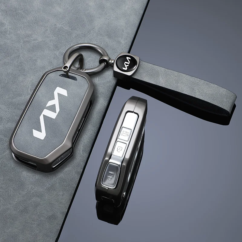 For Kia Sportage Ceed Xceed Sports K5 Seltos 2019 2020 2022 2023 Zinc Alloy Leather Remote Key Case Car Holder Chain Key Cover