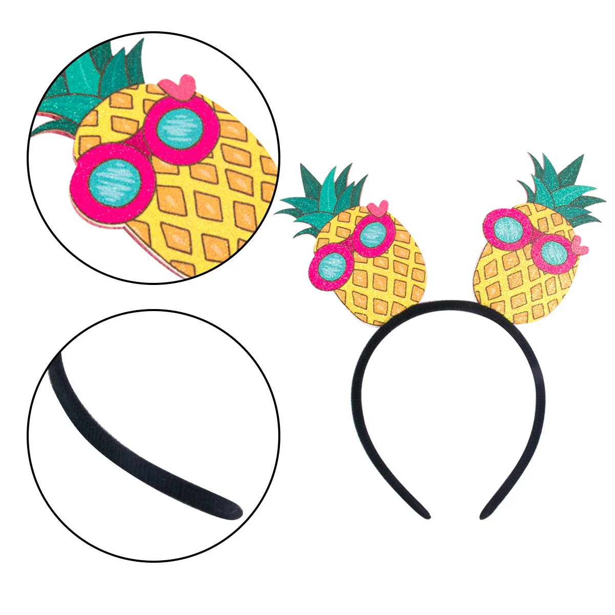 1pc Hawaiian Party Headbands Set includes Palm Tree Head wear Flamingo Party Glitter Head Accessories Pineapple Party Headband